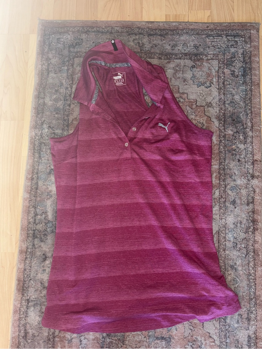 Puma Golf Shirt Tank Racerback Stripe Dri Fit Magenta Pink Purple Medium